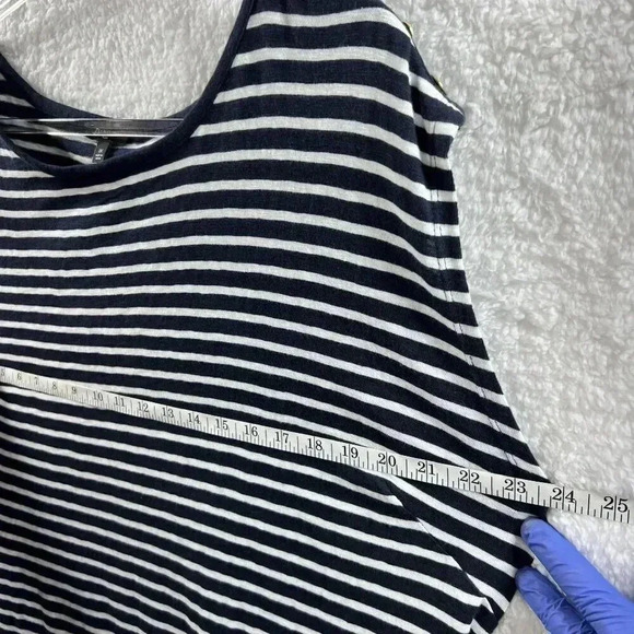 Talbots 1XL NWT Navy White Stripe Belted Knit Shift Midi Dress Nautical Yacht - Picture 9 of 15